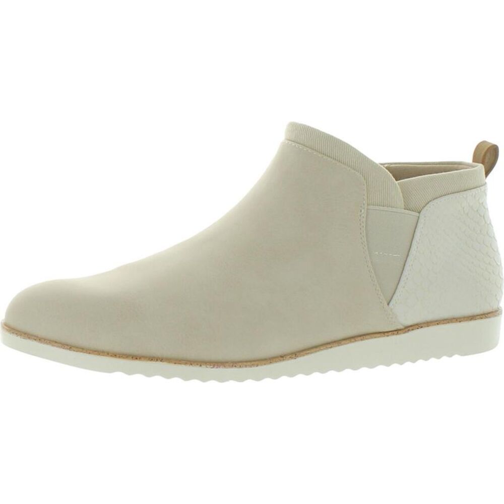 LifeStride Womens Zion Ivory Faux Leather Comfort Ankle Shooties Imperfections